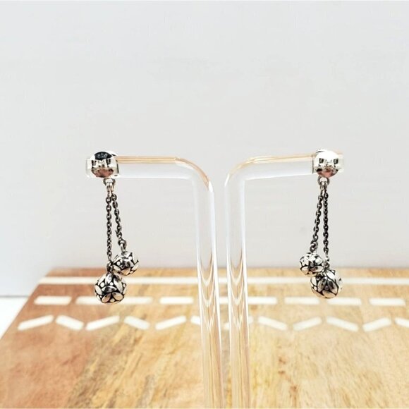 SAMUEL B Sterling Silver 925 Ball Chain Dangle Earrings - Picture 3 of 6